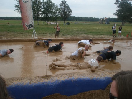 Karen crawling through mud